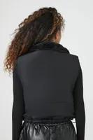 Women's Zip-Up Toggle Drawstring Vest Black