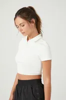 Women's Active Seamless Cropped Shirt in Cream Small