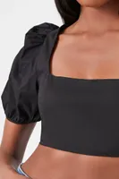 Women's Poplin Cutout Crop Top