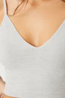 Women's Seamless V-Neck Longline Bralette in Heather Grey Medium