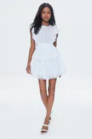 Women's Clip Dot Lace Ruffled Mini Dress