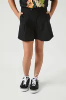 Girls Pleated High-Rise Shorts (Kids) in Black, 9/10