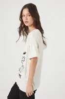 Women's Oversized Snoopy Graphic T-Shirt in Cream, Size M/L