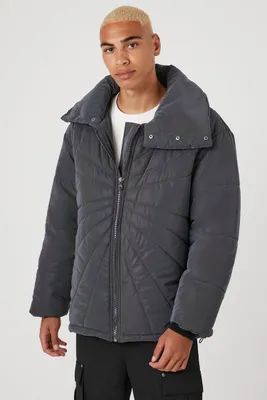 Men Reflective Quilted Puffer Jacket in Grey Medium