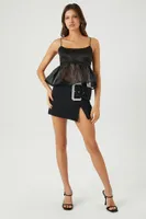 Women's Organza Peplum Cami in Black Small