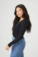 Women's Seamless Ribbed Knit Crop Top in Black Medium