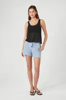 Women's Chiffon Scoop Tank Top in Black Large