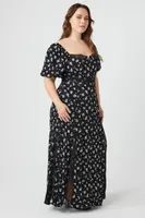 Women's Floral Print Maxi Dress Black,