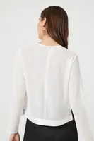 Women's Chiffon Mesh Panel Top in White Medium