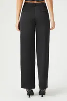 Women's Satin Wide-Leg Pants in Black Medium