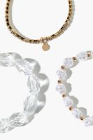 Women's Faux Pearl Beaded Bracelet Set in Gold/Clear