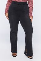 Women's High-Rise Split Flare Jeans Black,