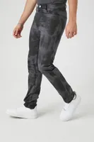 Men Slim-Fit Twill Tie Dye Pants in Black, 29