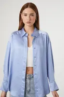 Women's Satin Oversized Long-Sleeve Shirt