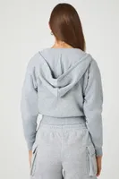 Women's Fleece Zip-Up Cropped Hoodie in Heather Grey, XL