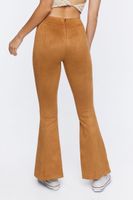 Women's Faux Suede Split-Hem Pants in Tan Large