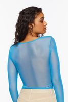 Women's Sheer Mesh Seamed Top in Blue/Sage Small