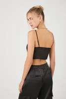 Women's Split-Hem Cropped Cami in Black Small