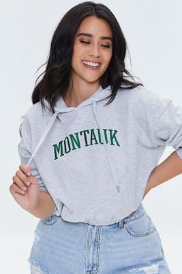 Women's Fleece Montauk Hoodie in Heather Grey/Green, 0X