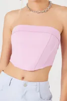 Women's Ponte Knit Cropped Tube Top in Dawn Pink, XL