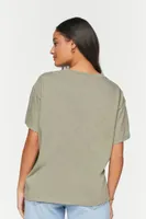 Women's Linen-Blend Crew T-Shirt in Cypress Small