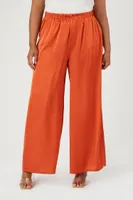 Women's Satin Wide-Leg Pants in Sienna, 0X