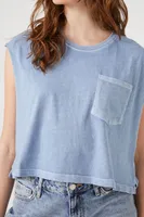 Women's Boxy Pocket Muscle T-Shirt in Blue Large