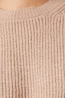 Women's Ribbed Drop-Sleeve Sweater in Beige Medium