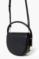 Women's Faux Leather Crescent Crossbody Bag in Black