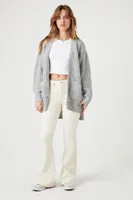 Women's Open-Front Cardigan Sweater in Grey, XL