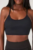 Women's Longline Sports Bra in Black, XS