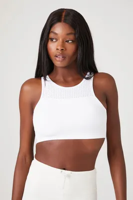 Women's Asymmetrical Dual-Strap Sports Bra in White, XS