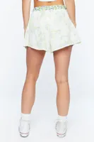 Women's Inverted Floral Print Shorts in Vanilla Small