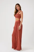 Women's Chiffon Crop Top & Pants Set in Clay Medium