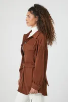 Women's Belted Corduroy Shacket in Brown Medium