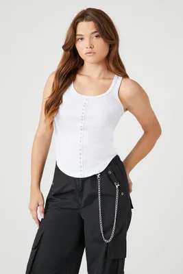 Women's Ribbed Snap-Button Tank Top