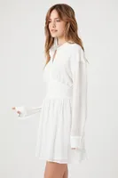 Women's Chiffon A-Line Mini Shirt Dress in White, XS