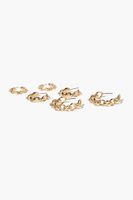 Women's Curb Chain Hoop Earring Set in Gold