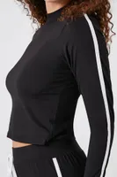 Women's Mock Neck Crop Top in Black Small