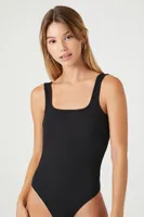 Women's Ribbed Knit Square-Neck Bodysuit