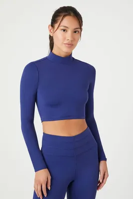 Women's Active Cutout Long-Sleeve Crop Top Dark Navy