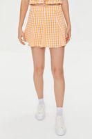 Women's Mixed Plaid Mini Skirt in Marigold/Pink Small