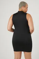 Women's Seamless Mini Dress in Black, 2X