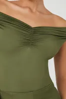 Women's Contour Off-the-Shoulder Bodysuit in Olive Large