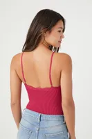 Women's Seamless Lace-Trim Bodysuit in Sangria Medium