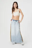 Women's Striped-Trim Denim Maxi Skirt