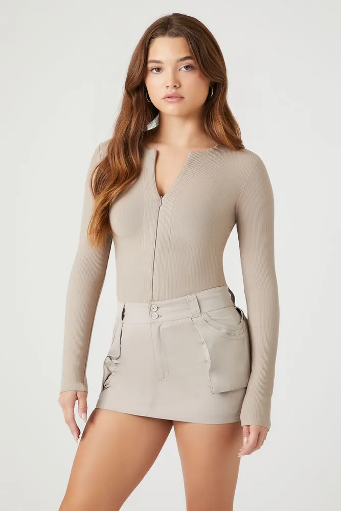 Women's Patch Pocket A-Line Mini Skirt in Goat Medium