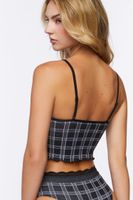 Women's Seamless Plaid Bralette in Black/Ivory Medium