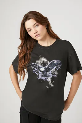 Women's Rhinestone Eagle Graphic T-Shirt in Charcoal Small
