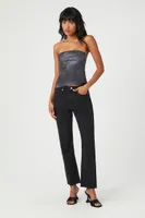 Women's Faux Leather Asymmetrical Tube Top